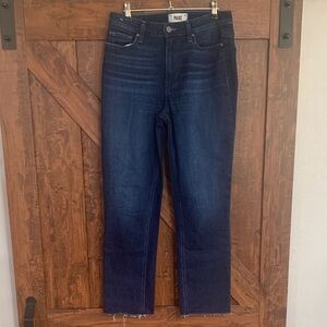 PAIGE Women's Dark Blue Straight Leg Jeans